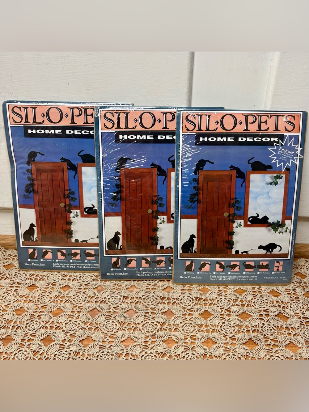 Vintage 90s Silo-Pets Cat and Mouse Silhouette Wall Decor New Set of 3